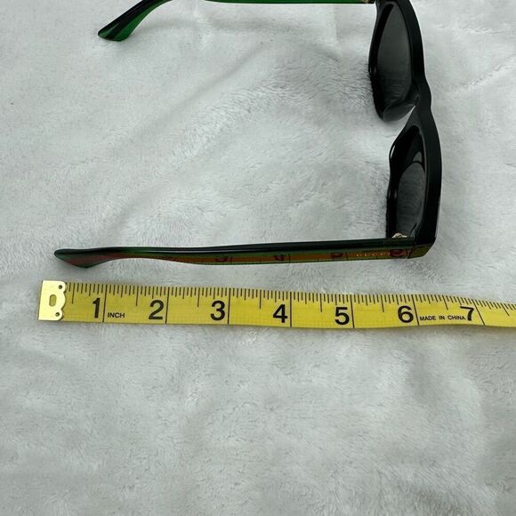Gucci Unisex Polarized Sunglasses Black Square Frame Green Red Stripe Sides - Picture 10 of 14